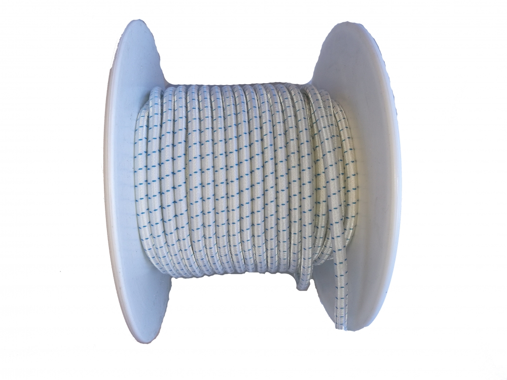 8 mm rundt elastisk strikk for bruk på sledebrems, snørekjørestrikk og andre ting som trenger elastisitet.