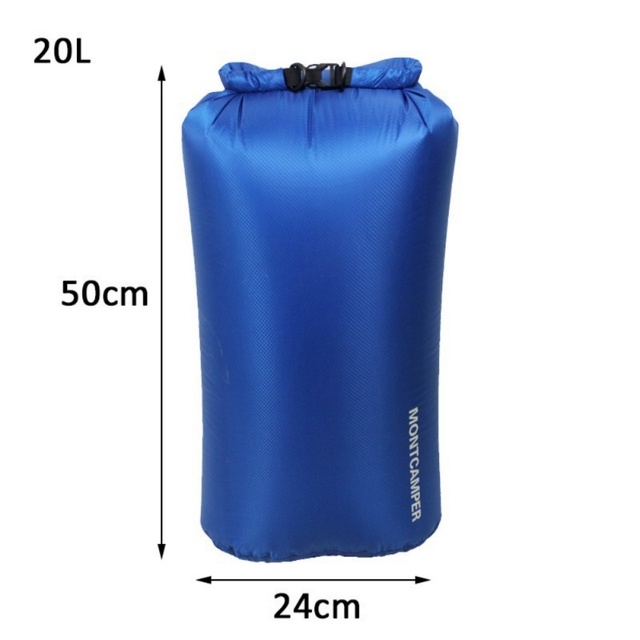 Fold Drybag  Pakkposene har rulletopp med hurtigspenne for effektiv åpning og lukking. Pakkposene er vanntette og beskytter verdisaker mot rusk, fuktighet og vær.
